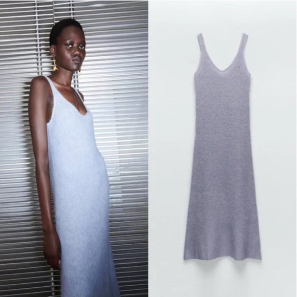 Zara Limited Edition Wool Alpaca Beaded Strappy Dress - Picture 2 of 5